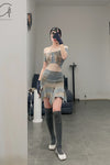RUI segment dyeing lit low -waist short skirt RSS23KN05 dawn yellow and blue gradient